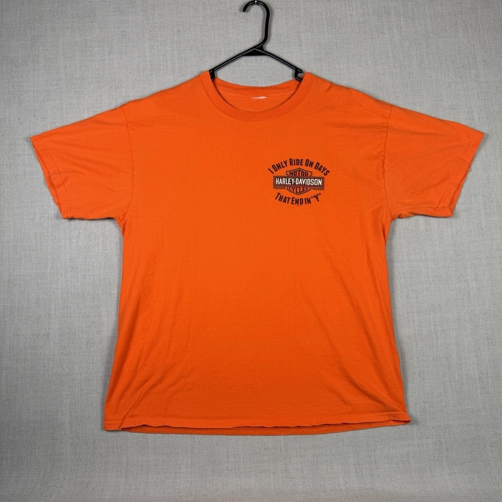 Harley Davidson Shirt Men's Medium Orange "I Only Ride On Days That End In Y"